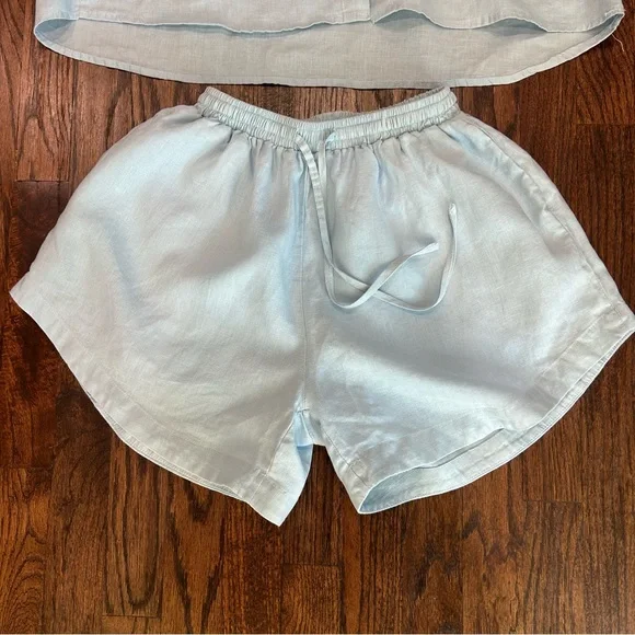 Beulah Womens 2Pc Shirt & Short Set, Blue Size Small - Picture 4 of 16